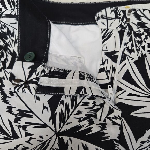 Boden Tropical Pants Womens 8 Black White Palm Tree Straight Leg Crop Resort - Picture 6 of 10